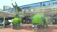 別府駅で避暑対策